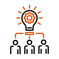 Venture Mentoring Service: light bulb over people figures icon